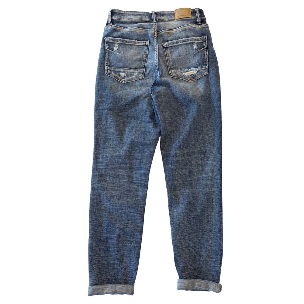 BKE Mom Jeans Womens 26 High Rise Distressed Ripped Denim Medium Wash - Picture 2 of 7